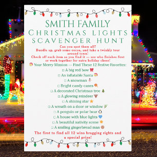 Invitation Chasse au trésor de lumières de Noël imprimable
