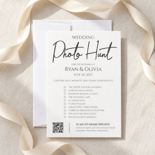 Invitation Chasse au trésor de photos de mariage Code QR (Wedding Photo Scavenger Hunt QR Code Invitation
)