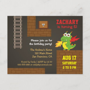 Invitation Chasse au trésor, dragon, fête d'anniversaire de j