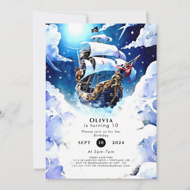 Invitation Chasse au trésor enchantée Pirate Anniversaire (Devant)
