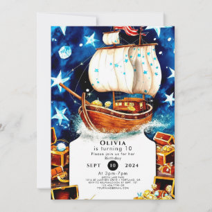 Invitation Chasse au trésor magique pour enfants Pirate Anniv
