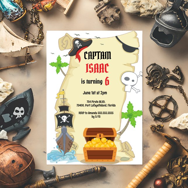 Invitation Chasse au trésor Pirate Anniversaire Fête Invitati (Créateur téléchargé)