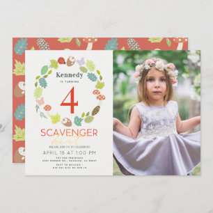 Invitation Chasse au trésor sentier naturel Red Photo Anniver