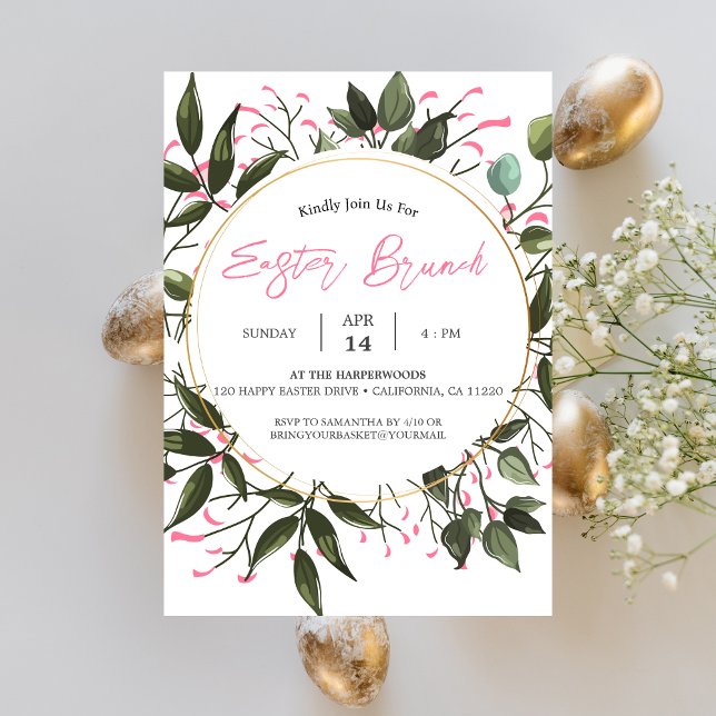 Invitation Chasse aux oeufs de brunch de pâques à l'aquarelle (Créateur téléchargé)