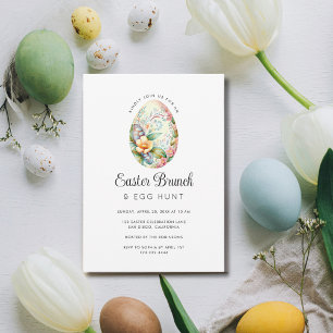 Invitation Chasse aux oeufs de fleurs de printemps Fête de br