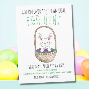 Invitation Chasse aux oeufs de lapin de Pâques