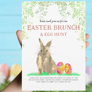 Invitation Chasse aux oeufs de lapin de Pâques et Brunch