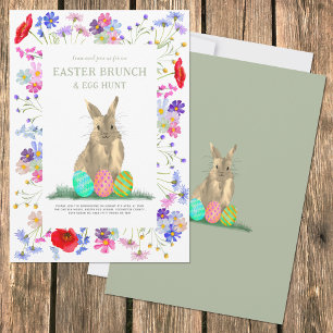 Invitation Chasse aux oeufs de lapin de Pâques et Brunch Flor