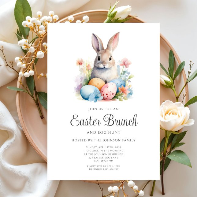 Invitation Chasse Aux Oeufs De Lapin Et Brunch De Pâques (Créateur téléchargé)