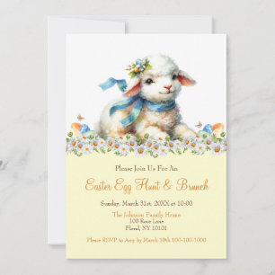 Invitation Chasse aux œufs de Pâques à l'aquarelle et brunch