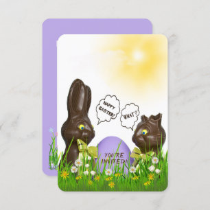 Invitation Chasse aux oeufs de Pâques avec lapin au chocolat