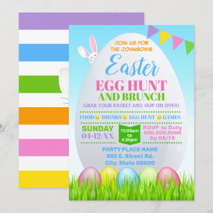 Invitation Chasse aux oeufs de Pâques Brunch de Pâques