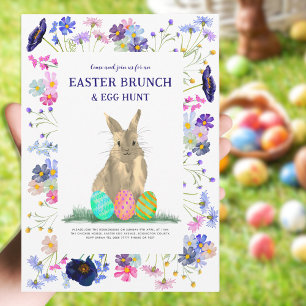 Invitation Chasse aux œufs de Pâques Brunch de printemps Lapi