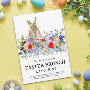 Invitation Chasse aux œufs de Pâques Brunch printanier Lapin