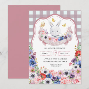 Invitation Chasse aux œufs de Pâques Bunny Fleurs de printemp