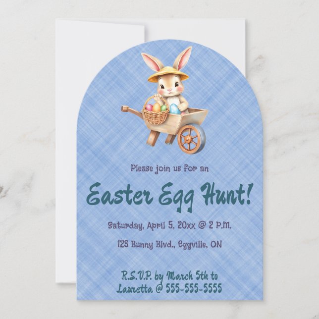 Invitation Chasse aux œufs de Pâques du lapin modifiable (Devant)