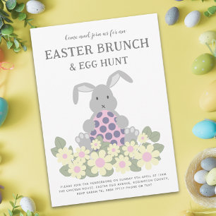Invitation Chasse aux oeufs de Pâques et Brunch Bunny Floral