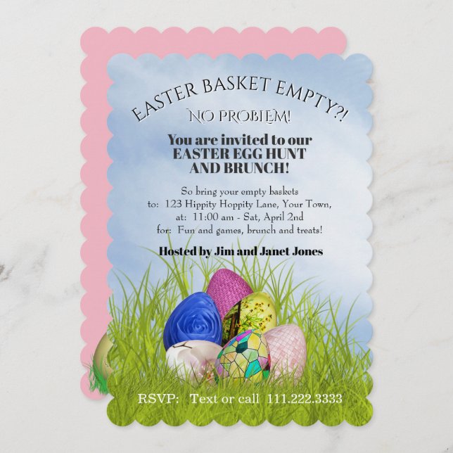 Invitation Chasse aux oeufs de Pâques et Brunch Photographie  (Devant / Derrière)