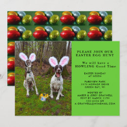 Invitation Chasse aux oeufs de Pâques et Chiens de fête Invit