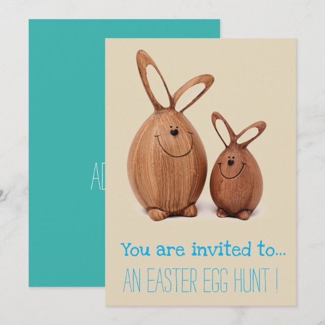 Invitation Chasse aux oeufs de Pâques Fête de Pâques lapins m (Devant / Derrière)