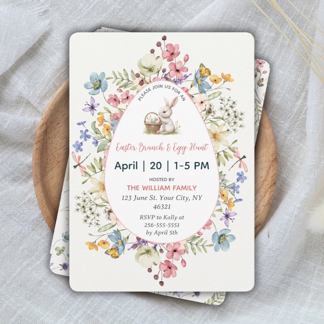Invitation Chasse aux œufs de Pâques florale de printemps et  (Create a memorable Easter gathering with this modern floral invitation. Purchase now!)