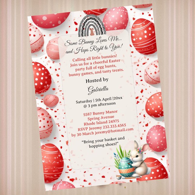 Invitation Chasse aux œufs de Pâques pour petits enfants de p (Some Bunny Loves Me Egg Hunt Little Kids Spring Invitation)