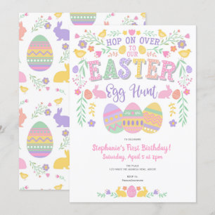 Invitation Chasse aux oeufs de Pâques, Printemps, Lapin, Fill