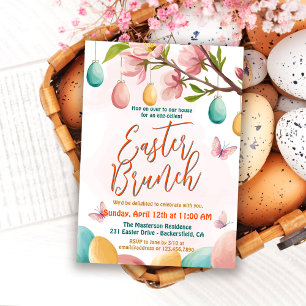 Invitation Chasse aux œufs et brunch de Pâques à l'aquarelle 