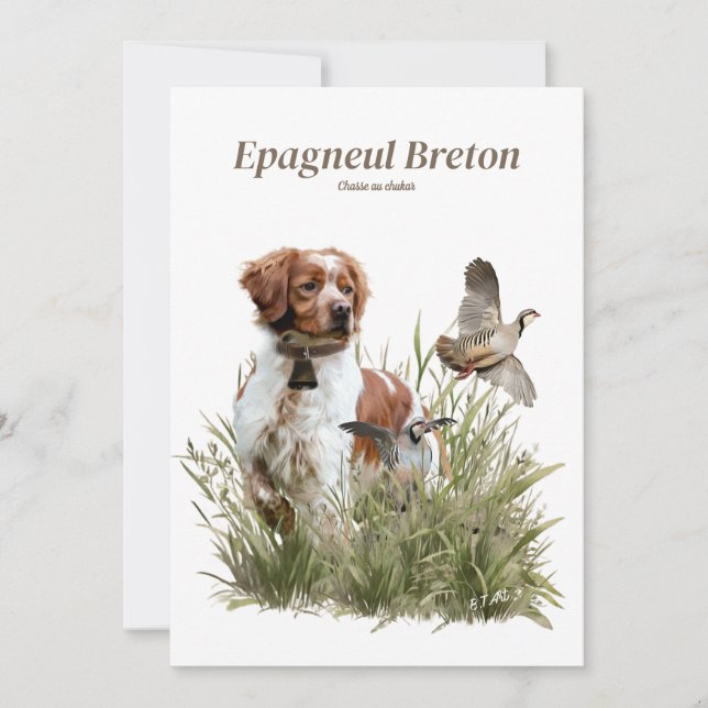 Invitation Chasse avec un chien breton, Art (Devant)