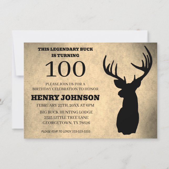 Invitation Chasse Buck légendaire 100e anniversaire  (Devant)