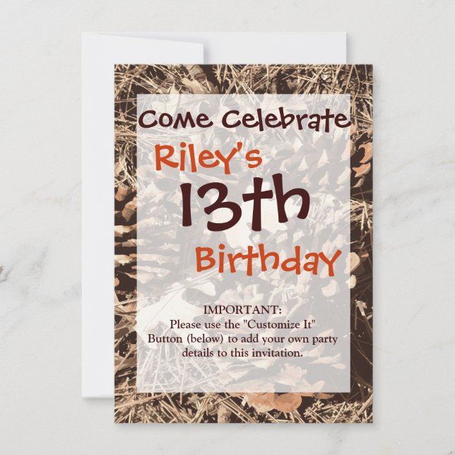 Invitation Chasse Camo Camouflage Cadeaux pour chasseurs (Devant)