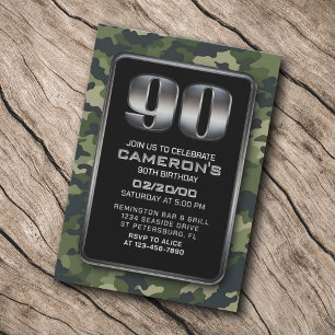 Invitation Chasse Camo Militaire 90ème anniversaire Invitatio