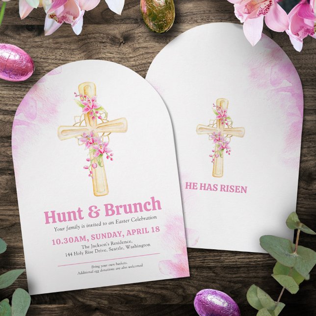 Invitation Chasse de Pâques et Brunch Orchidée florale rose (Créateur téléchargé)