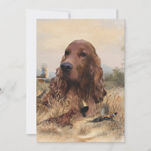 Invitation Chasse de Setter irlandais faisan, Art (Devant)