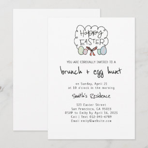 Invitation Chasse heureuse à brunch et à oeufs de Pâques