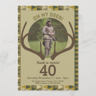 Invitation Chasse Hommes Camo Deer Antlers