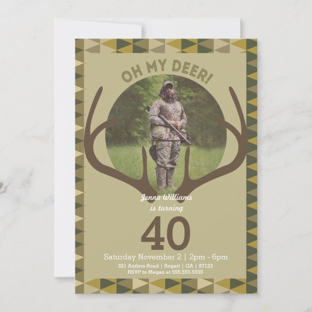 Invitation Chasse Hommes Camo Deer Antlers (Devant)