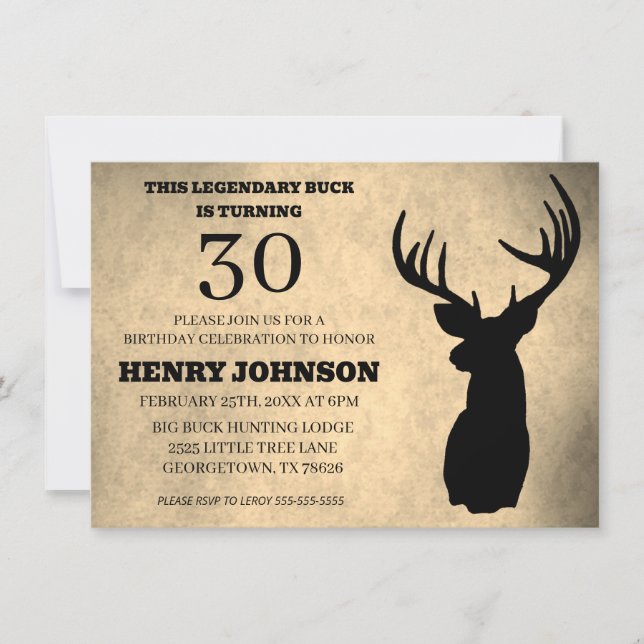 Invitation Chasse légendaire Buck 30e anniversaire  (Devant)