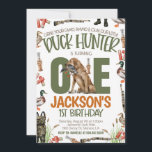 Invitation Chasse premier anniversaire<br><div class="desc">Prenez votre Camo,  Ammo & Gun et fêtez votre petit Chasseur de canard préféré en tournant UN!</div>