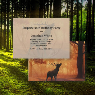 Invitation Chasseur de Cerfs Bois de Cerf Anniversaire Hommes