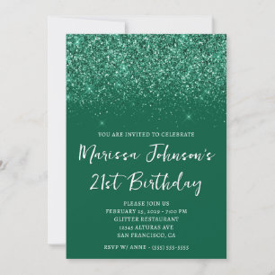 Invitation Chasseur de Glitterie Sparkly Green 21e anniversai