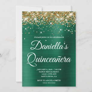 Invitation Chasseur de Parties scintillant d'or Phuile verte 