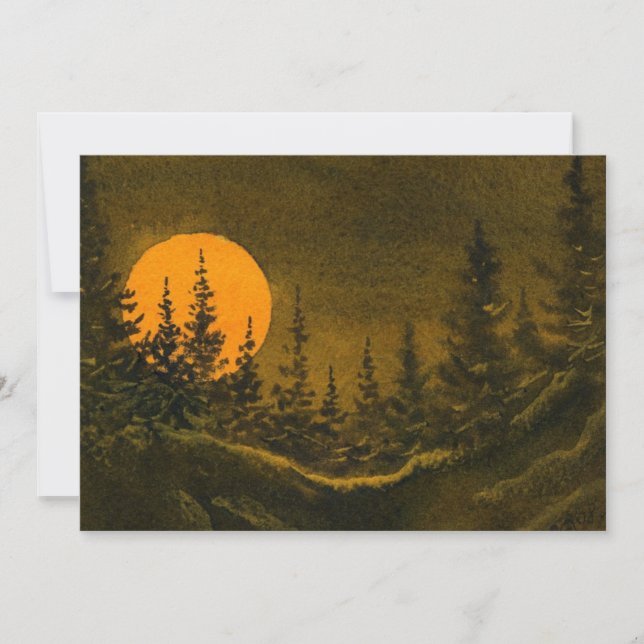 Invitation Chasseur de paysage de nuit ou moisson lune (Devant)