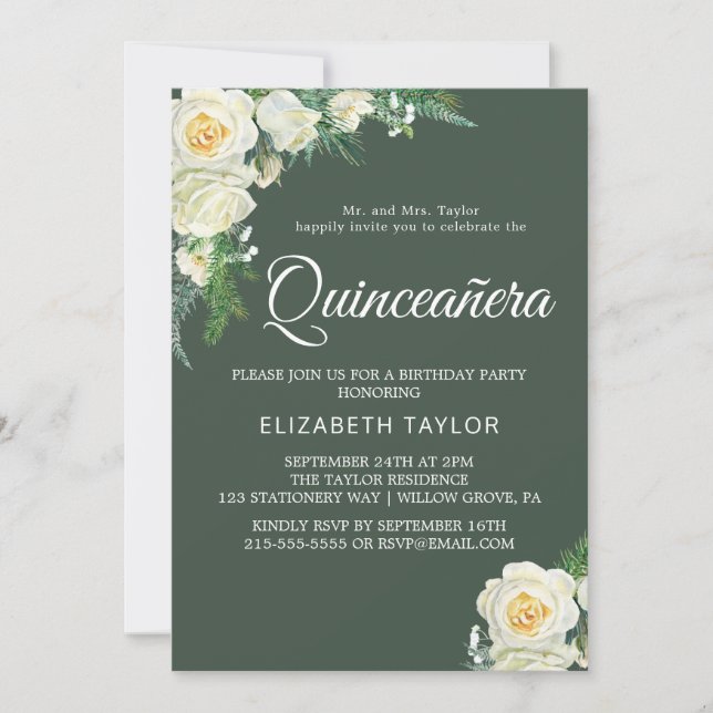 Invitation Chasseuse de verdure boisée Quinceañera  (Devant)