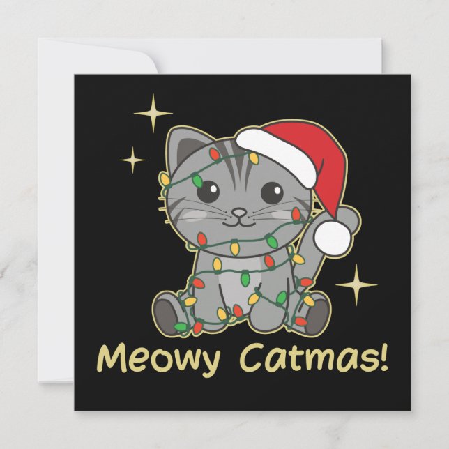 Invitation Chat Animaux de Noël Cute Chats Meowy Catmas (Devant)