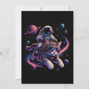 Invitation Chat astronaute chevauchant à travers l'espace