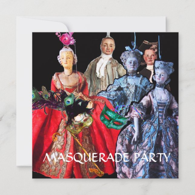 INVITATION CHAT AVEC CASQUETTE HARLEQUIN ET MASQUERADE DE FÊT (Devant)