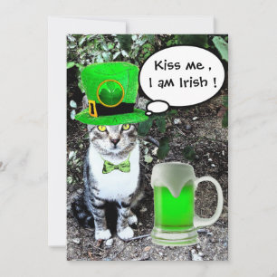 INVITATION CHAT AVEC LA BIÈRE IRLANDAISE VERTE ST PATRICK'S D
