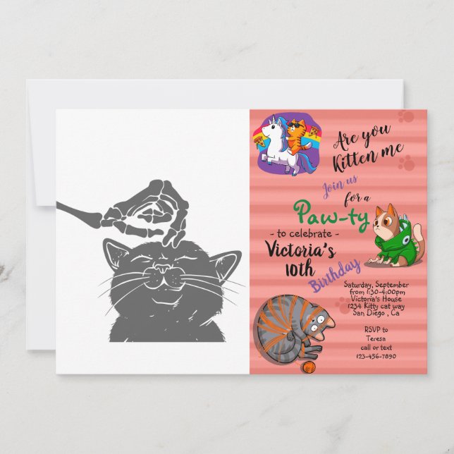 Invitation Chat avec main de squelette humain - Choisissez la (Devant)