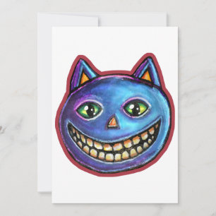 Invitation Chat bleu souriant Vintage Halloweenies